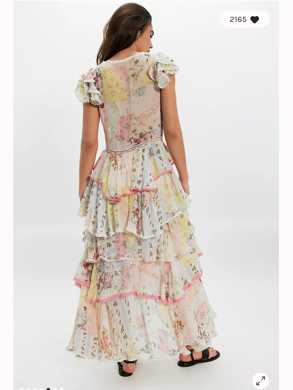 Free People Love You Bunches Tiered Drop Waist Ruffles Floral Midi Dress - Picture 4 of 8